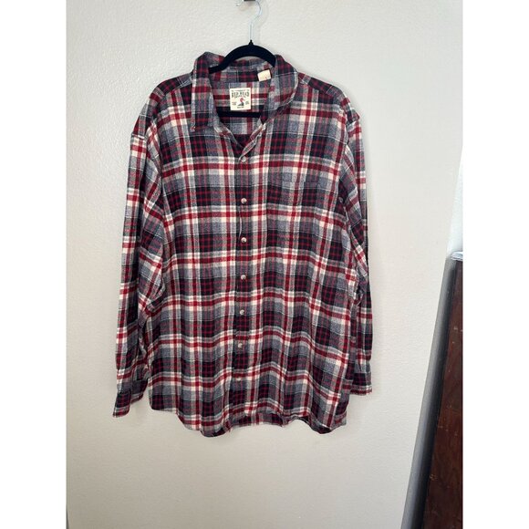 Red Head Mens Red Blue Flannel 2XLT long sleeve button up plaid cotton collared - Picture 1 of 6